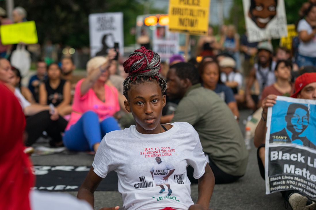 Protesters march on the fifth anniversary of Eric Garner's death<br>